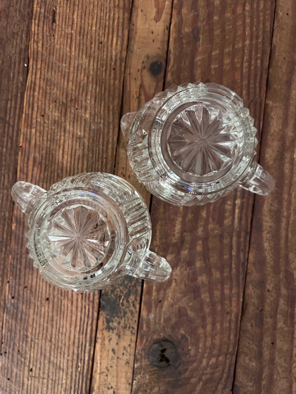 Vintage Art Deco Clear Glass Creamer and Sugar Set - Picture 5 of 5